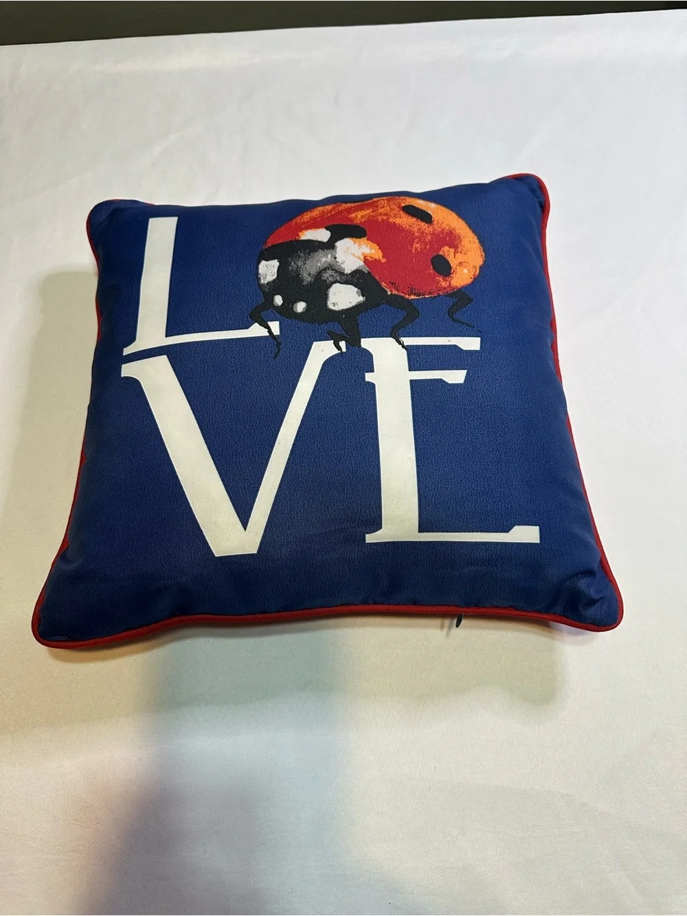 Love Ladybug Navy Decorative outdoor/indoor washable Throw Pillow -set of 2